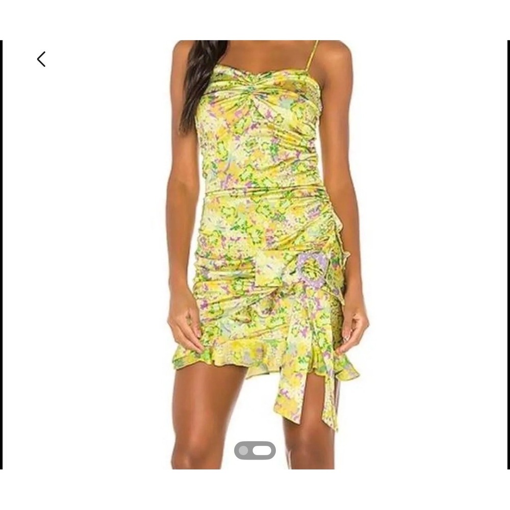 For Love & Lemons Dress Womens S Floral Ruched Side Buckle Mini Excellent